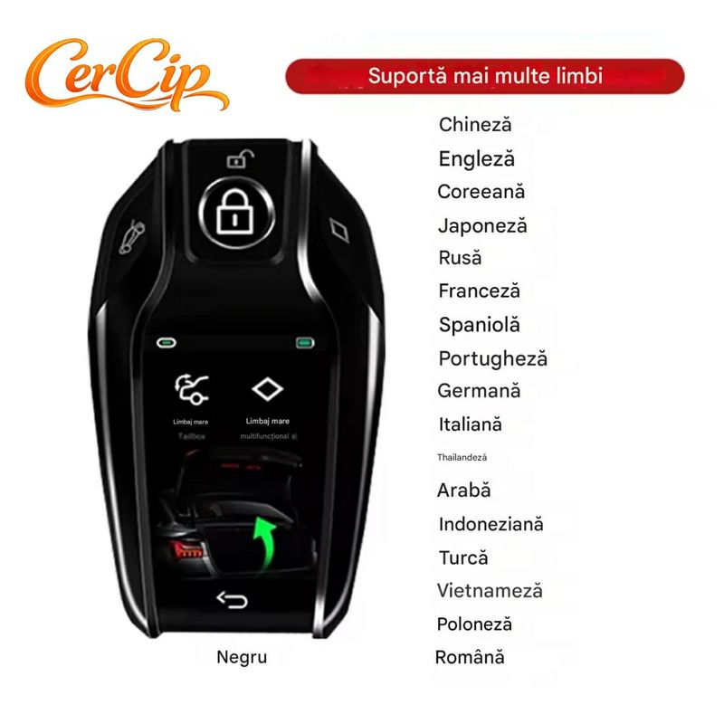 Auto si Moto - Electronice auto - Sisteme de inchidere centralizata - Cheie Auto Smart cu display SK01, Activare Keyless Entry, 4 butoane, LCD cu touchscreen, Smart Car Key - Infinity.ro