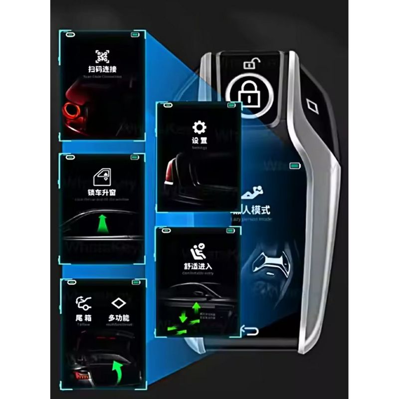 Auto si Moto - Electronice auto - Sisteme de inchidere centralizata - Cheie Auto Smart cu display SK01, Activare Keyless Entry, 4 butoane, LCD cu touchscreen, Smart Car Key - Infinity.ro