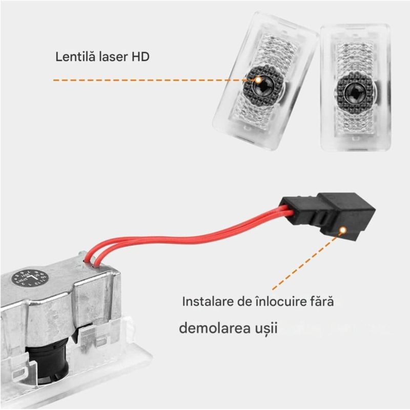 Auto si Moto - Electrice auto - Iluminare si semnalizare - Lumini ambientale - Lampi Portiere Auto TESLA, Holograma LED cu LOGO, Compatibile cu Model S, Model X, Model 3, Model Y - Infinity.ro