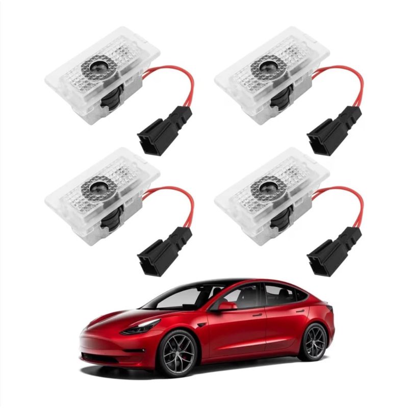 Auto si Moto - Electrice auto - Iluminare si semnalizare - Lumini ambientale - Lampi Portiere Auto TESLA, Holograma LED cu LOGO, Compatibile cu Model S, Model X, Model 3, Model Y - Infinity.ro