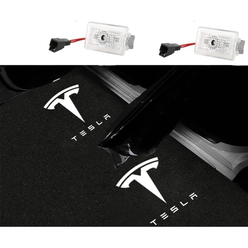 Auto si Moto - Electrice auto - Iluminare si semnalizare - Lumini ambientale - Lampi Portiere Auto TESLA, Holograma LED cu LOGO, Compatibile cu Model S, Model X, Model 3, Model Y - Infinity.ro