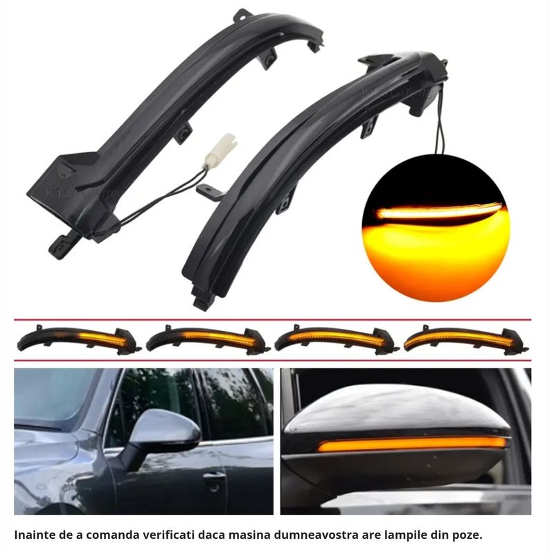 Auto si Moto - Piese auto si accesorii - Caroserie - Faruri, stopuri si proiectoare - Semnalizari dinamice oglinda VOLKSWAGEN Touareg 2 2010-2018, Lumina secventiala, Canbus Fara eroare, VK014 - Infinity.ro