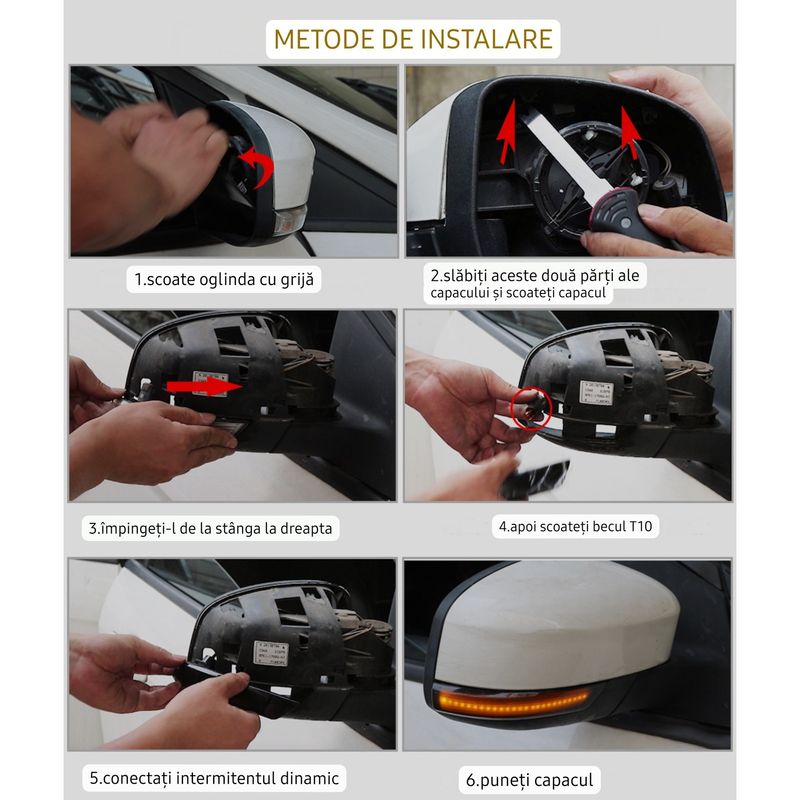 Auto si Moto - Piese auto si accesorii - Caroserie - Faruri, stopuri si proiectoare - Semnalizari Led Dinamice Oglinda Ford Focus 2 MK2 2008-2010, Focus 3 MK3 2011-2018, Mondeo MK4 2010-2014 - Infinity.ro