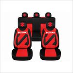 Auto si Moto - Intretinere auto - Huse auto - Set Huse Scaune Universale Nero Rosu Personalizate cu Suzuki - Infinity.ro