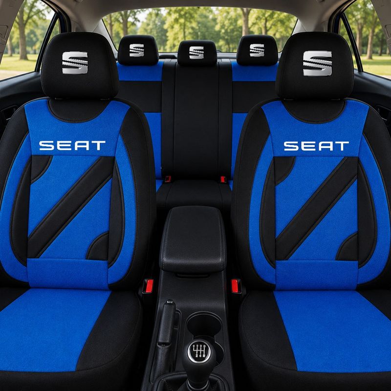 Auto si Moto - Intretinere auto - Huse auto - Set Huse Scaune Universale Nero Albastru Personalizate cu Seat - Infinity.ro