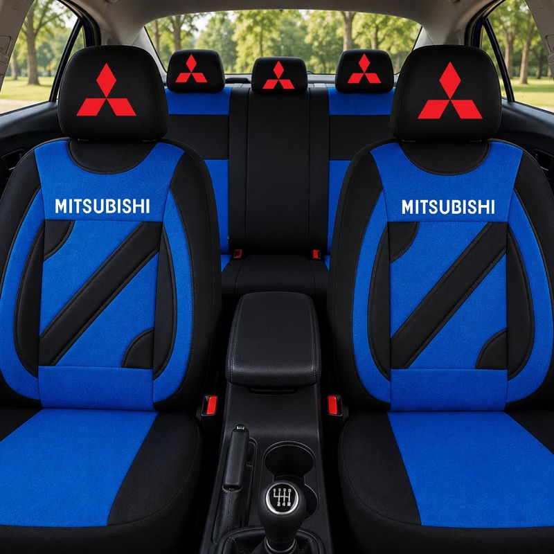 Auto si Moto - Intretinere auto - Huse auto - Set Huse Scaune Universale Nero Albastru Personalizate cu Mitsubishi - Infinity.ro