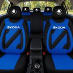 Auto si Moto - Intretinere auto - Huse auto - Set Huse Scaune Universale Nero Albastru Personalizate cu Skoda Nou - Infinity.ro
