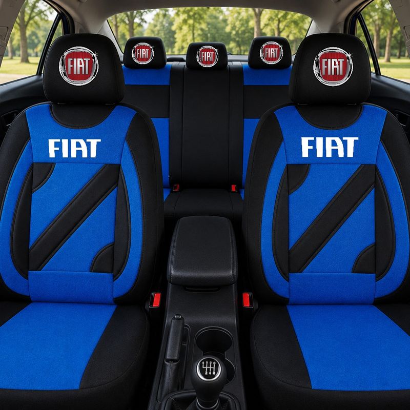 Auto si Moto - Intretinere auto - Huse auto - Set Huse Scaune Universale Nero Albastru Personalizate cu Fiat - Infinity.ro
