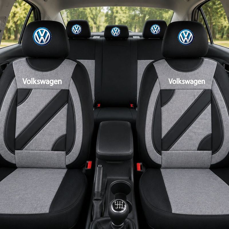 Auto si Moto - Intretinere auto - Huse auto - Set Huse Scaune Universale Nero Gri Personalizate cu Volkswagen - Infinity.ro