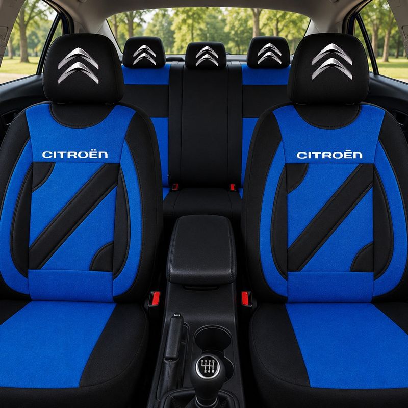 Auto si Moto - Intretinere auto - Huse auto - Set Huse Scaune Universale Nero Albastru Personalizate cu Citroen - Infinity.ro