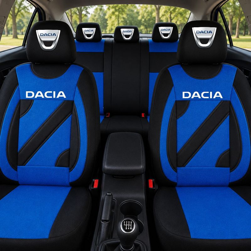 Auto si Moto - Intretinere auto - Huse auto - Set Huse Scaune Universale Nero Albastru Personalizate cu Dacia - Infinity.ro