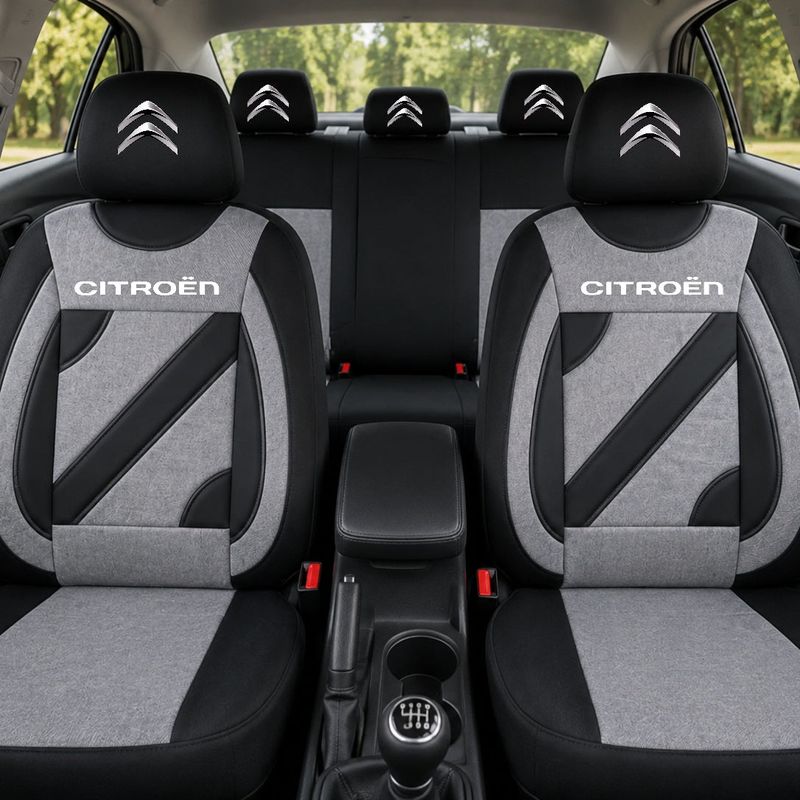 Auto si Moto - Intretinere auto - Huse auto - Set Huse Scaune Universale Nero Gri Personalizate cu Citroen - Infinity.ro
