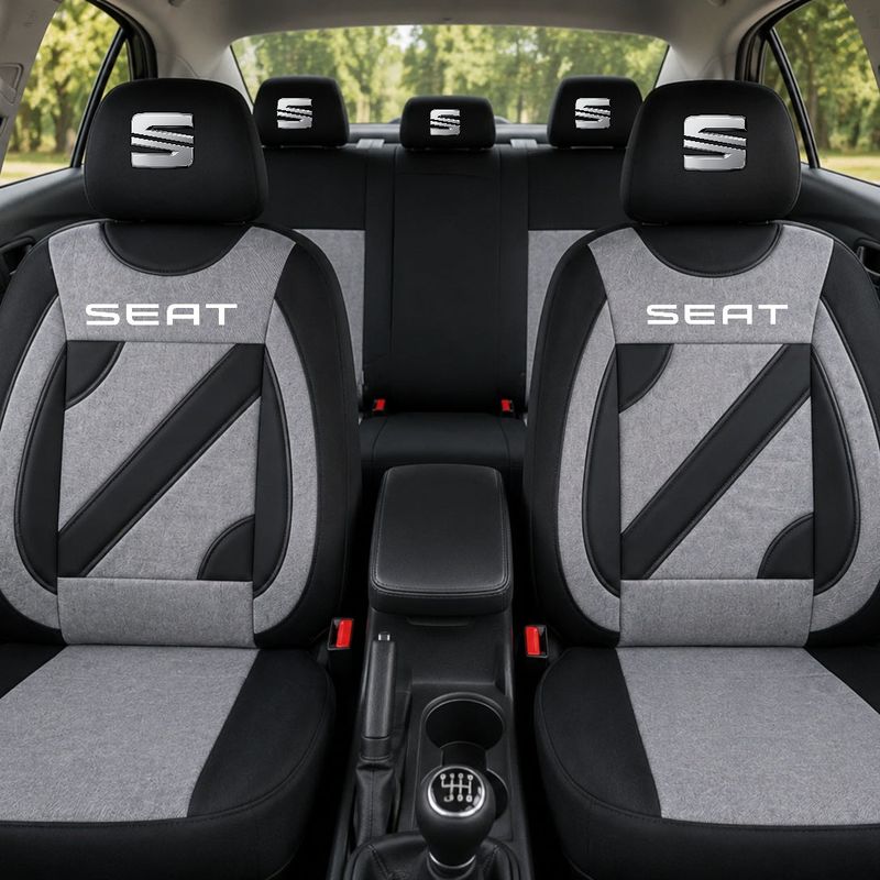 Auto si Moto - Intretinere auto - Huse auto - Set Huse Scaune Universale Nero Gri Personalizate cu Seat - Infinity.ro