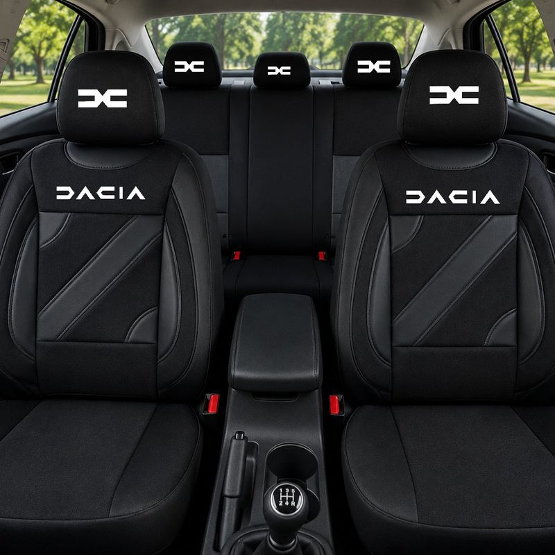 Auto si Moto - Intretinere auto - Huse auto - Set Huse Scaune Universale Nero Negru Personalizate cu Dacia Nou - Infinity.ro