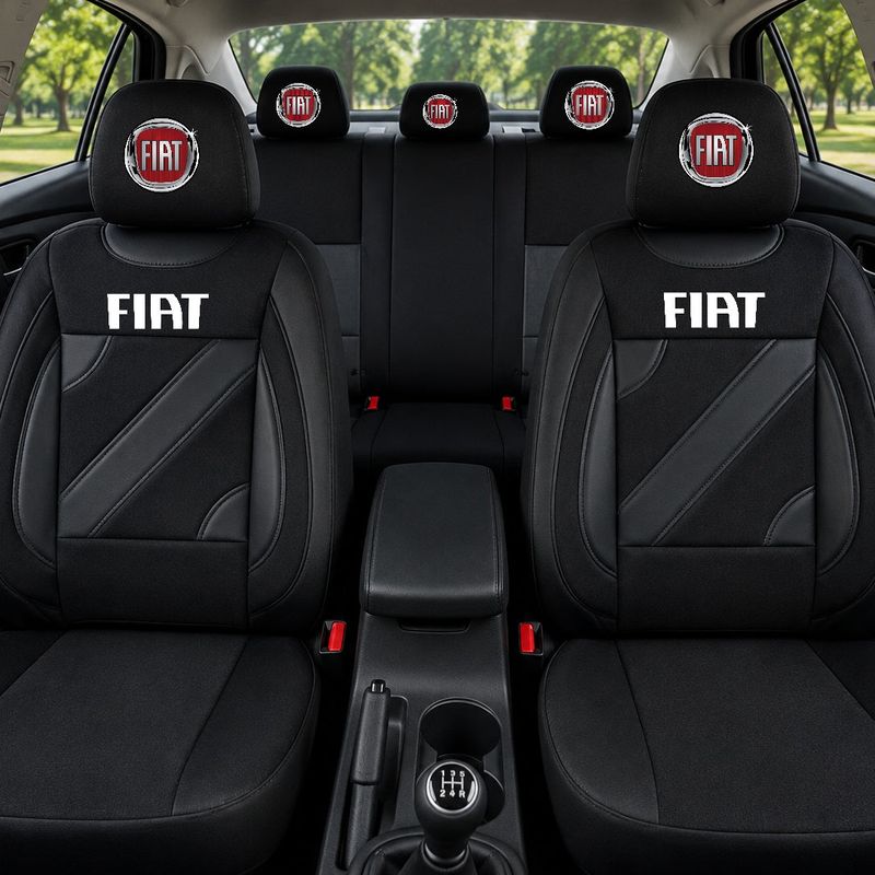 Auto si Moto - Intretinere auto - Huse auto - Set Huse Scaune Universale Nero Negru Personalizate cu Fiat - Infinity.ro