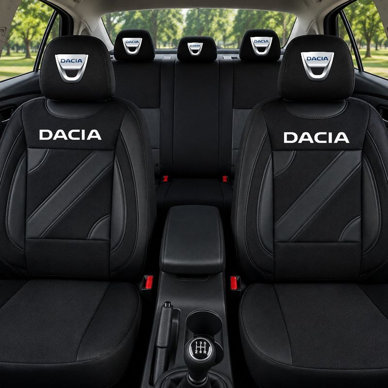 Auto si Moto - Intretinere auto - Huse auto - Set Huse Scaune Universale Nero Negru Personalizate cu Dacia - Infinity.ro