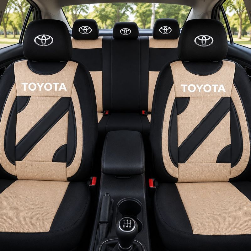 Auto si Moto - Intretinere auto - Huse auto - Set Huse Scaune Universale Nero Crem Personalizate cu Toyota - Infinity.ro