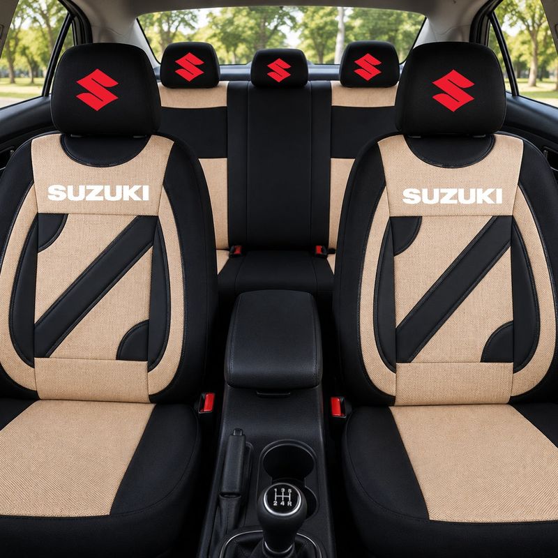 Auto si Moto - Intretinere auto - Huse auto - Set Huse Scaune Universale Nero Crem Personalizate cu Suzuki - Infinity.ro