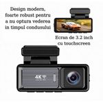 Auto si Moto - Electronice auto - Camere auto si DVR - Camera Auto DVR 4K UHD dubla, Inclus Card 64GB + Kit 24 ore,  Wi-Fi & GPS, Display 3.2 inch - Infinity.ro
