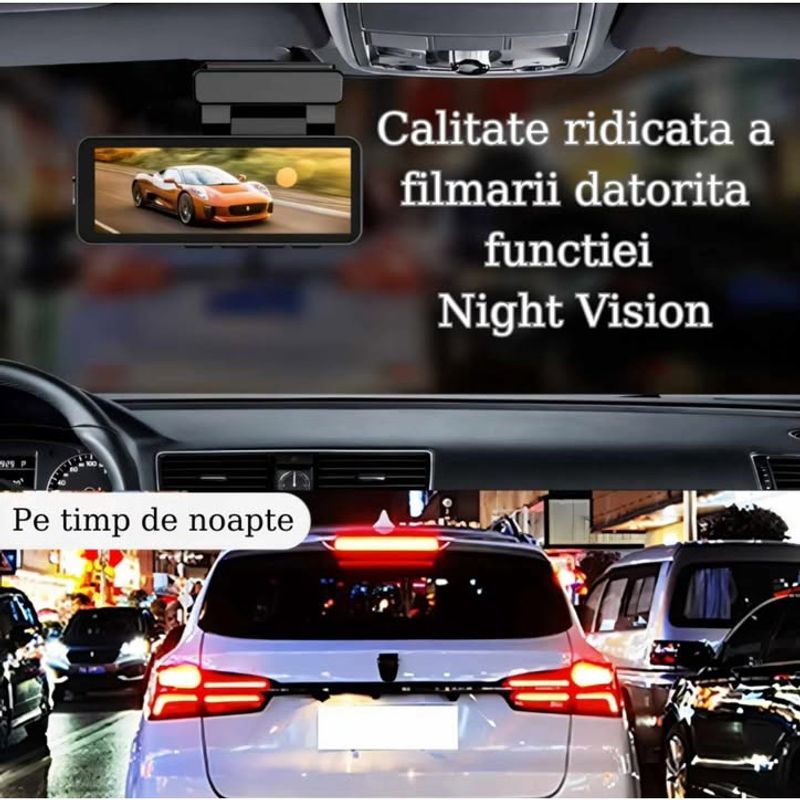 Auto si Moto - Electronice auto - Camere auto si DVR - Camera Auto DVR 4K UHD dubla, Inclus Card 64GB + Kit 24 ore,  Wi-Fi & GPS, Display 3.2 inch - Infinity.ro