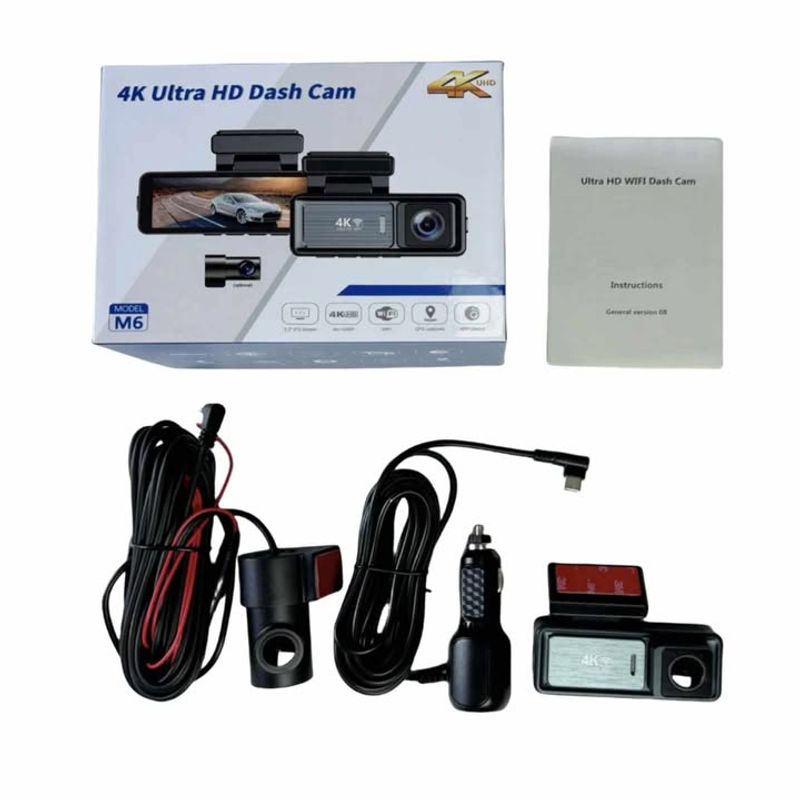 Auto si Moto - Electronice auto - Camere auto si DVR - Camera Auto DVR 4K UHD dubla, Inclus Card 64GB + Kit 24 ore,  Wi-Fi & GPS, Display 3.2 inch - Infinity.ro