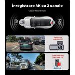 Auto si Moto - Electronice auto - Camere auto si DVR - Camera Auto DVR 4K UHD dubla, Inclus Card 64GB + Kit 24 ore,  Wi-Fi & GPS, Display 3.2 inch - Infinity.ro
