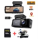 Auto si Moto - Electronice auto - Camere auto si DVR - Camera Auto DVR 4K UHD dubla, Inclus Card 64GB + Kit 24 ore,  Wi-Fi & GPS, Display 3.2 inch - Infinity.ro