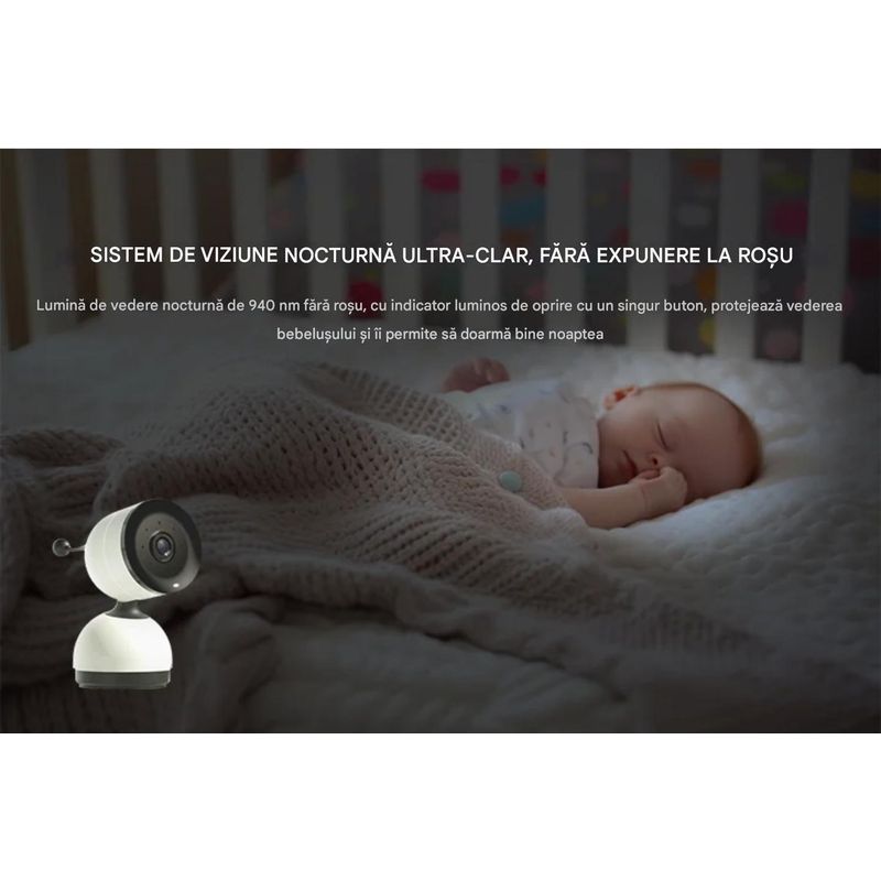 Casa si Gradina - Mobilier - Mobilier copii - Monitoare video copii - Camera Video pentru Bebelusi 2 in 1 KB11, Baby Monitor si Telefon, Detectie Miscare/Sunet, Cloud + SD, Wireless, 3MP - Infinity.ro