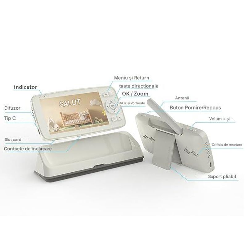 Casa si Gradina - Mobilier - Mobilier copii - Monitoare video copii - Camera Video pentru Bebelusi 2 in 1 KB11, Baby Monitor si Telefon, Detectie Miscare/Sunet, Cloud + SD, Wireless, 3MP - Infinity.ro