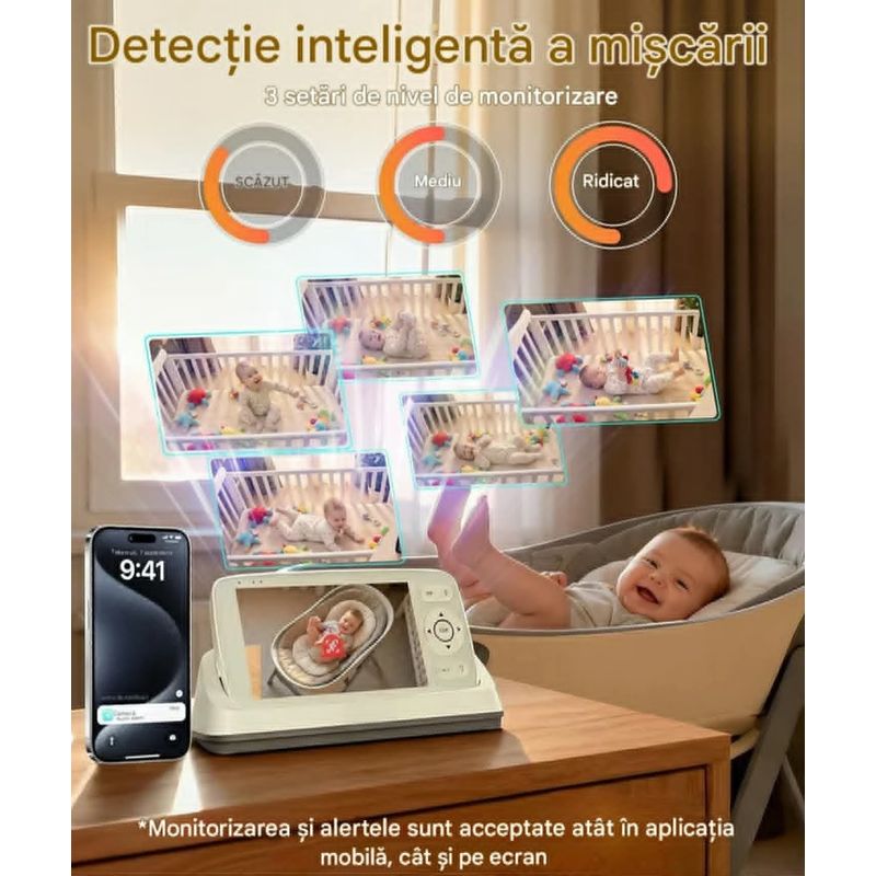 Casa si Gradina - Mobilier - Mobilier copii - Monitoare video copii - Camera Video pentru Bebelusi 2 in 1 KB11, Baby Monitor si Telefon, Detectie Miscare/Sunet, Cloud + SD, Wireless, 3MP - Infinity.ro