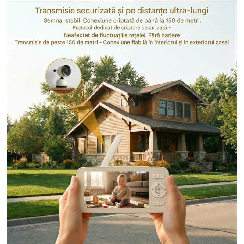 Casa si Gradina - Mobilier - Mobilier copii - Monitoare video copii - Camera Video pentru Bebelusi 2 in 1 KB11, Baby Monitor si Telefon, Detectie Miscare/Sunet, Cloud + SD, Wireless, 3MP - Infinity.ro