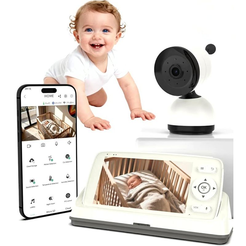 Casa si Gradina - Mobilier - Mobilier copii - Monitoare video copii - Camera Video pentru Bebelusi 2 in 1 KB11, Baby Monitor si Telefon, Detectie Miscare/Sunet, Cloud + SD, Wireless, 3MP - Infinity.ro