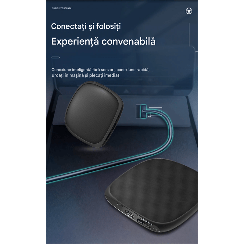 Auto si Moto - Electronice auto - Multimedia auto - Adaptor Wireless CarPlay Android Auto, 4Gb Ram 64 Gb, Octa Core, Cip Qualcomm 6225, YouTube,  IOS si Android, Sim 4g - Infinity.ro