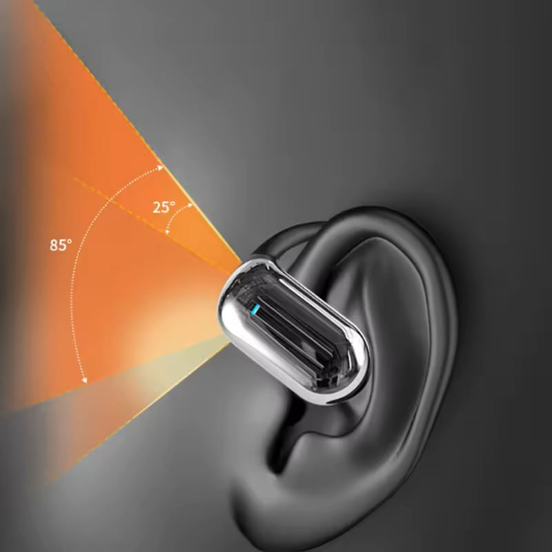 TV, Audio-Video si Foto - Portabile audio - Casti audio - Casti Wireless VU-TEK AirConduction, Bluetooth 5.4, Sunet 3D, Autonomie 90h, Microfon HD, Rezistente la Apa IPX5, Open-Ear, Alb-Argintiu - Infinity.ro
