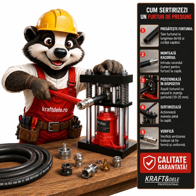 Casa si Gradina - Constructii - Scule profesionale - Scule hidraulice - Cleste hidraulic de sertizat pentru furtunuri si tevi 10-20 mm, forta 20T, XD3370 - Infinity.ro