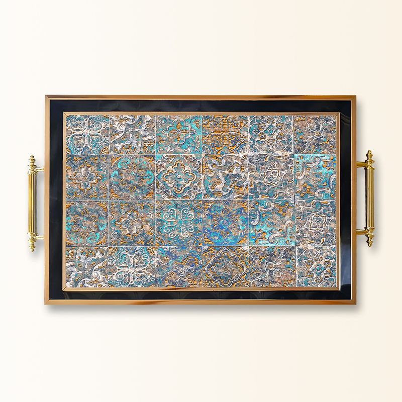 Casa si Gradina - Bucatarie si vesela - Ustensile bucatarie - Tavi servire - Tavă Aberto Design, sticlă, 50 x 29 x 3.5 cm, multicolor, 244KNG1185 - Infinity.ro