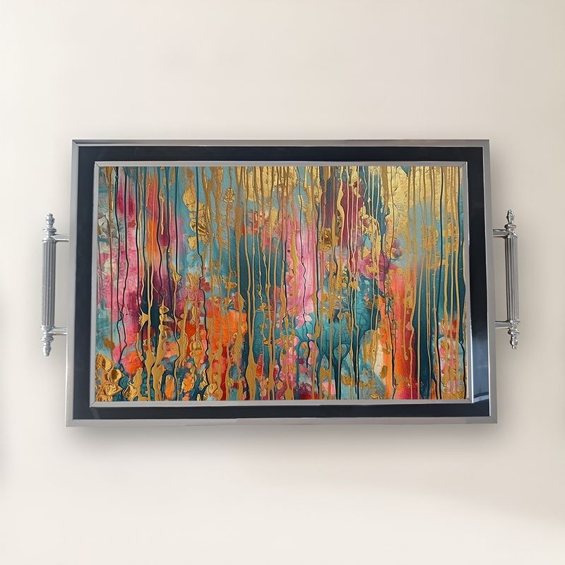 Casa si Gradina - Bucatarie si vesela - Ustensile bucatarie - Tavi servire - Tavă Aberto Design, sticlă, 50 x 29 x 3.5 cm, multicolor, 244KNG1282 - Infinity.ro