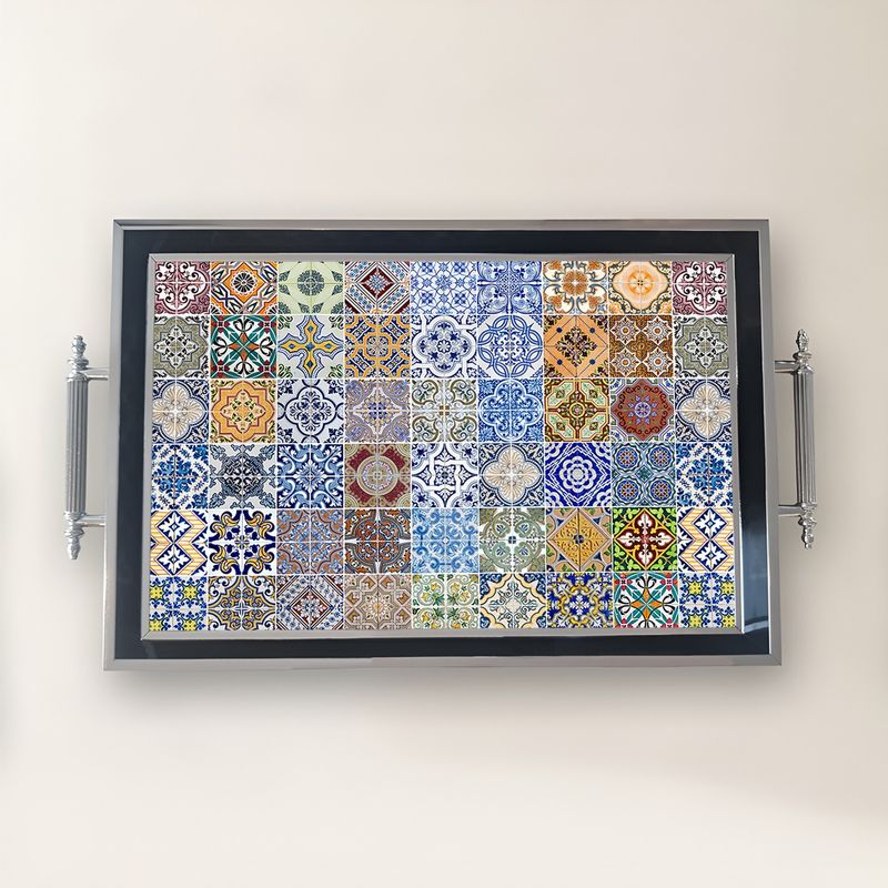 Casa si Gradina - Bucatarie si vesela - Ustensile bucatarie - Tavi servire - Tavă Aberto Design, sticlă, 50 x 29 x 3.5 cm, multicolor, 244KNG1394 - Infinity.ro