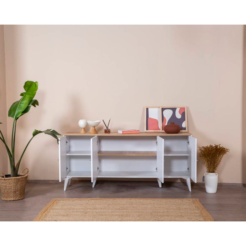 Casa si Gradina - Mobilier - Comode si corpuri - Console - Consolă Hanah Home, MDF, 80 x 41 x 180 cm, alb/stejar, 277WLN1121 - Infinity.ro