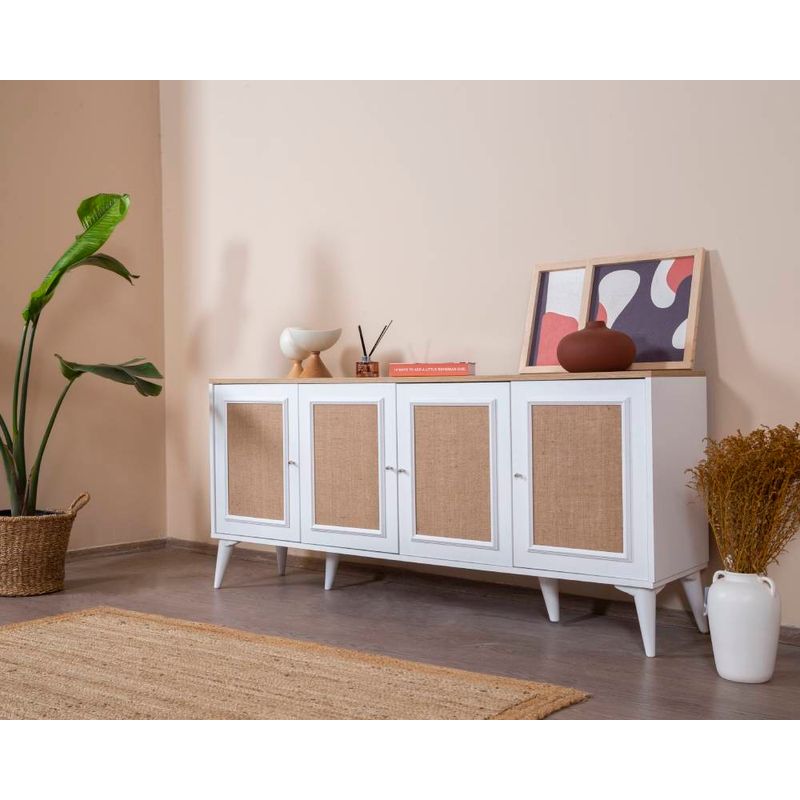 Casa si Gradina - Mobilier - Comode si corpuri - Console - Consolă Hanah Home, MDF, 80 x 41 x 180 cm, alb/stejar, 277WLN1121 - Infinity.ro