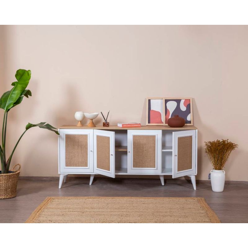 Casa si Gradina - Mobilier - Comode si corpuri - Console - Consolă Hanah Home, MDF, 80 x 41 x 180 cm, alb/stejar, 277WLN1121 - Infinity.ro