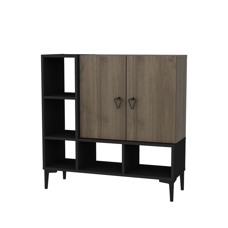 Casa si Gradina - Mobilier - Comode si corpuri - Console - Consolă Hanah Home, PAL melaminat, 100 x 35 x 100 cm, negru/nuc, 322RTC1501 - Infinity.ro