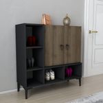 Casa si Gradina - Mobilier - Comode si corpuri - Console - Consolă Hanah Home, PAL melaminat, 100 x 35 x 100 cm, negru/nuc, 322RTC1501 - Infinity.ro