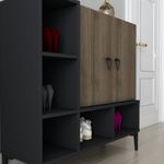 Casa si Gradina - Mobilier - Comode si corpuri - Console - Consolă Hanah Home, PAL melaminat, 100 x 35 x 100 cm, negru/nuc, 322RTC1501 - Infinity.ro