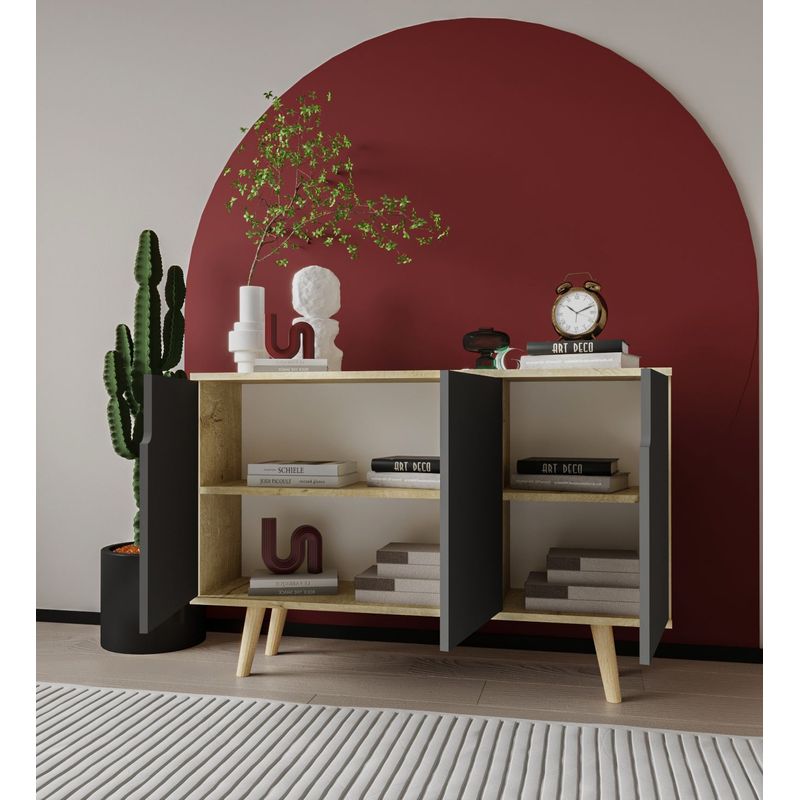 Casa si Gradina - Mobilier - Comode si corpuri - Console - Consolă Hanah Home, PAL melaminat, 120 x 30 x 80 cm, sapphire stejar/antracit, 469ORN1519 - Infinity.ro