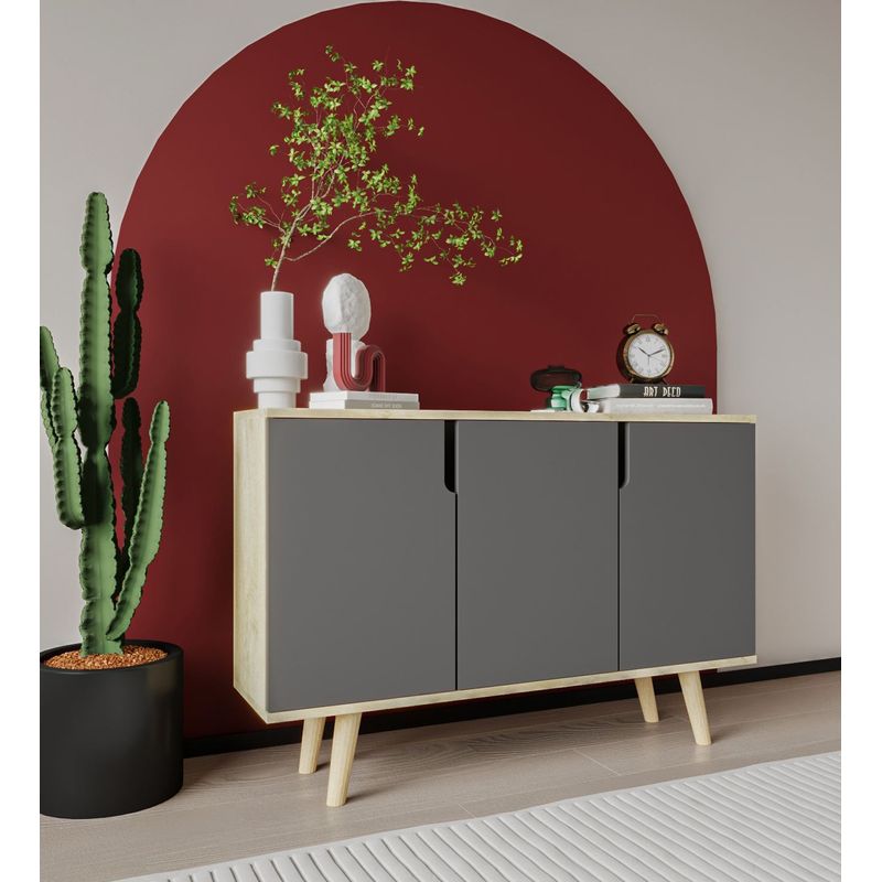 Casa si Gradina - Mobilier - Comode si corpuri - Console - Consolă Hanah Home, PAL melaminat, 120 x 30 x 80 cm, sapphire stejar/antracit, 469ORN1519 - Infinity.ro