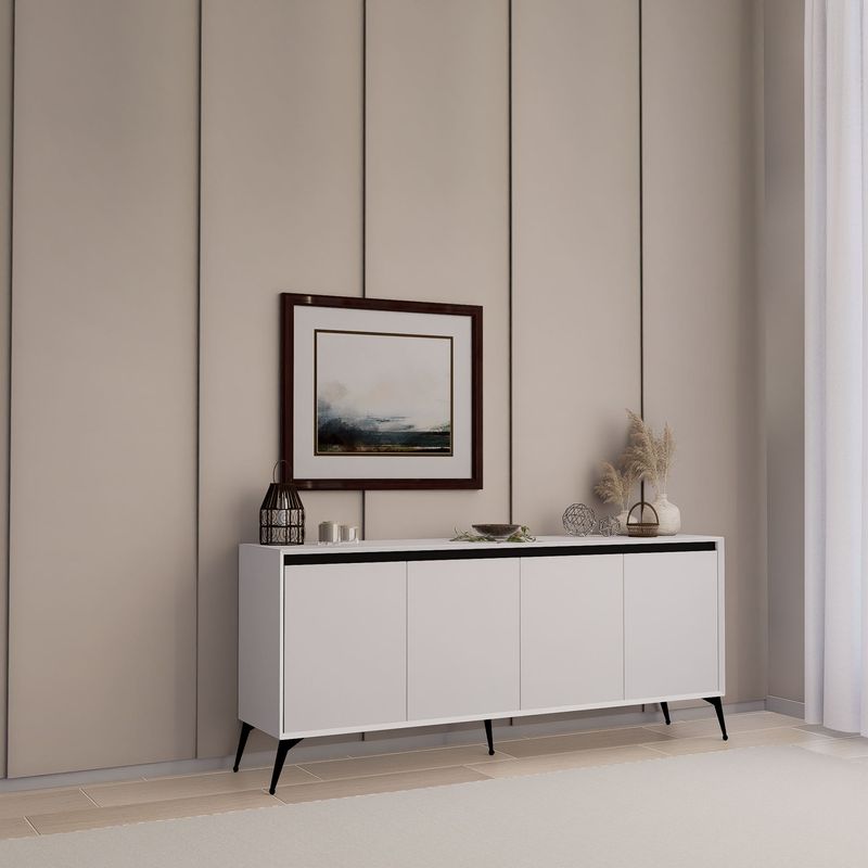 Casa si Gradina - Mobilier - Comode si corpuri - Console - Consolă Hanah Home, PAL melaminat, 180 x 37.3 x 80 cm, alb, 350MWD1510 - Infinity.ro