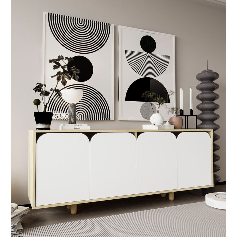 Casa si Gradina - Mobilier - Comode si corpuri - Console - Consolă Hanah Home, PAL melaminat, 180 x 45 x 75 cm, sapphire stejar/alb, 469ORN1511 - Infinity.ro