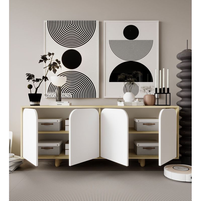 Casa si Gradina - Mobilier - Comode si corpuri - Console - Consolă Hanah Home, PAL melaminat, 180 x 45 x 75 cm, sapphire stejar/alb, 469ORN1511 - Infinity.ro