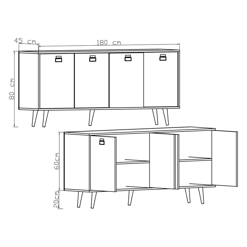 Casa si Gradina - Mobilier - Comode si corpuri - Console - Consolă Hanah Home, PAL melaminat, 180 x 45 x 80 cm, sapphire stejar/antracit, 469ORN1503 - Infinity.ro
